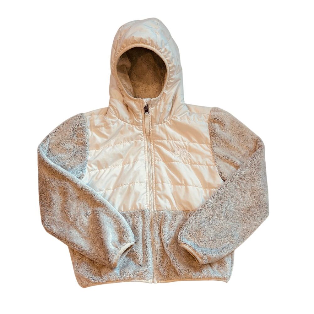 The North Face Mashup Hoodie Jacket Girl Sz Medium White Full Zip Sherpa Outdoor